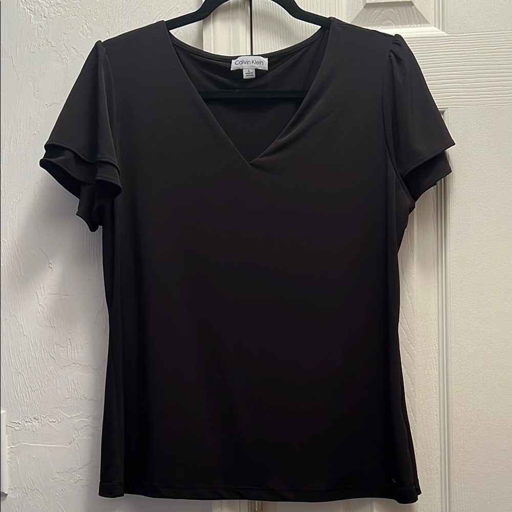Calvin Klein Women's Black V-Neck Top